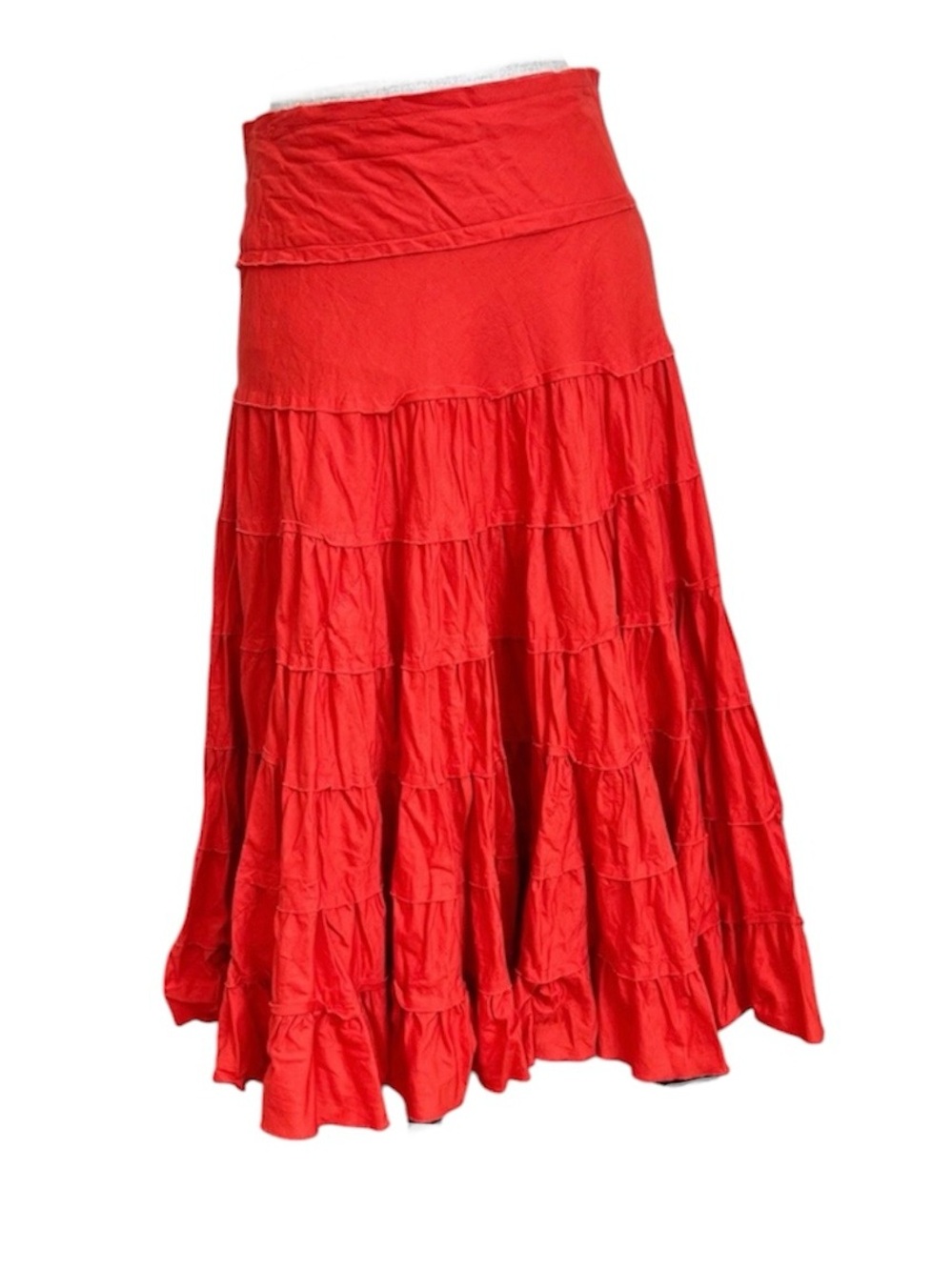 Vintage International Newport Group Tiered Cotton Skirt Orange VTG Large